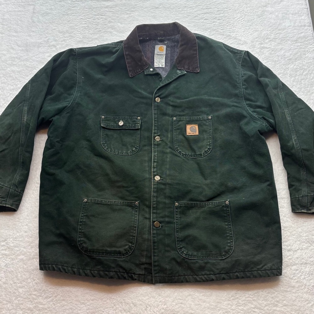 Carhartt C02 SPC Spruce Green Blanket Lined Duck Chore Coat Mens 3XL USA Made